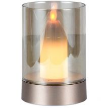 Bougie de table led 2W avec batterie rechargeable 2400mAh usb c Verre Ambre Couleur Champagne Or 3000K