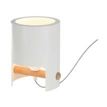 Inspired Mantra - Cube - Lampe de table haute 1x40W, métal blanc, bois