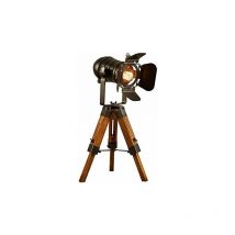 Gojoy - Lampe de table de cinéma réglable Vintage - nautique noir style retro trépied projecteur projecteur bois trépied lampadaire Cinema Movie