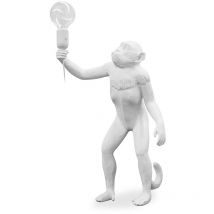 Privatefloor - Lampe de Table - Lampe de Salon Singe - Resina Blanc