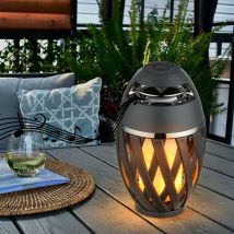 Lampe de table d'extérieur avec effet de feu et haut-parleur Bluetooth lampe de table torche déco blanc opale anthracite, led, batterie, câble de
