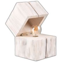 Trio Leuchten - Lampe design, Lampe de table écrin Trésore Blanc en Wood, trio