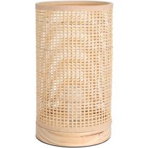 Home Styling - Lampe de table en bambou, tube, base en bois de pin, 13 x 23 cm