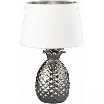 Defibrico - Lampe à poser en céramique ananas design argent salon lampe textile blanc réalité lumières R50431089