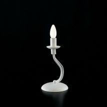 Bonetti Illumina - Lampe de table en fer blanc minable une lumière 17x h27 cm