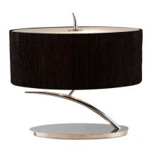 Diyas - Inspired Mantra - Eve - Lampe de table 2 lumières E27 petite, chrome poli avec abat-jour ovale noir