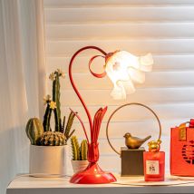 Crea - Lampe de table fleur, lampe de lecture led, veilleuse fleur rétro au chevet, 3 modes de couleurs, décoration de lampe de chevet kawaii,