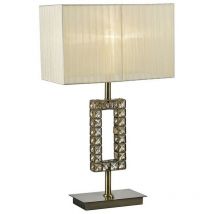 Diyas - Inspired Florence - Lampe de table rectangulaire avec abat-jour crème 1 lumière laiton antique, cristal