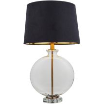 Endon - Gideon - 1 Lampe De Table En Verre Transparent Et Plaque En Laiton Antique, E27