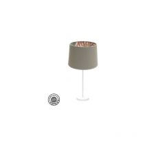 Fabrilamp - Lampe de Table Gr. Tunez 1xe27 Blanc/imprimé taupe