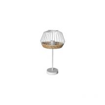 Lampe de table Hugo Blanc/Naturel Métal et Rotin 1xE27 (46xØ25x25cm)