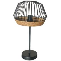Lampe de table Hugo Noir/Naturel Métal et Rotin 1xE27 (46xØ25x25cm)