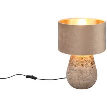 Frankystar - Lampe de table Kiran en céramique gris et or avec abat-jour en velours beige et or h. 39 cm