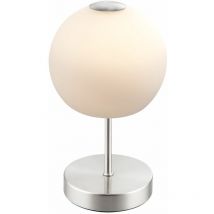 Lampe de table lampe d'appoint lampe de lecture lampe de table lampe de lecture lampe étude, métal verre blanc opale nickel forme sphérique, 1x LED 5