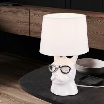 Etc-shop - Lampe de table lampe de chevet en céramique pour chambre à coucher lampe de table lampe de table moderne, chien avec lunettes chrome