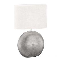 Fischer&honsel - Lampe de table lampe de chevet lampe d'appoint E14 céramique argent textile antique