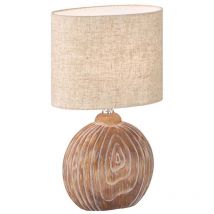 Fischer&honsel - Lampe de table lampe de chevet lampe d'appoint E14 céramique aspect bois textile sable