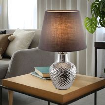 Lampe de table lampe de chevet salon lampe de table en céramique, chambre chrome textile marron, 1x douille E14, DxH 20x32cm