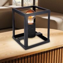 Lampe de table LED Lampe d'appoint Lampe de salon Lampe de chevet, interrupteur ON/OFF, métal noir, 7W 630lm blanc chaud, H 20 cm
