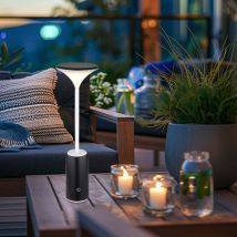 Lampe de table lampe d'extérieur lampe de terrasse variateur tactile lampe à batterie noir led h 33,8cm
