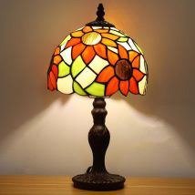 Rapanda - Lampe de table, lampe en verre teinté tournesol, petite lampe de chevet antique pour chambre à coucher, salon, bureau à domicile avec