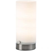 Nino Leuchten - Lampe de table led maik nickel mat, surface essuyée blanc avec E14 4W led h: 20cm, d: 8.5cm avec interrupteur à cordon