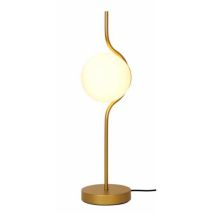 Lampe à poser – métal doré et verre opalin – design art déco – hauteur, style, puissance, culot, couleur de la lumière, indice de protection, longueur
