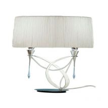 Inspired Mantra Fusion Lucca Lampe de table Lucca 2 lumières E27 petite, chrome poli avec abat-jour blanc et cristal clair