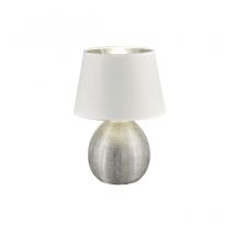 Iperbriko - Lampe de Table Luxor Argent Abat-jour Blanc Ø24 cm