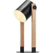 Braytron - Lampe de table métal et bois 23W IP20 E27 Diam 120mm