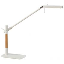 Diyas - Inspired Mantra - Phuket - Lampe de table 1 lumière 7W led 3000K, 600lm, blanc mat, hêtre, chrome poli