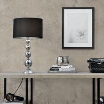 Lux.pro - Lampe de Table 'San Francisco' E14 Métal Tissu 51 x ø 29 cm Chrome Noir [ ]