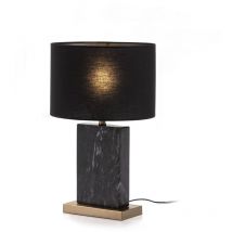 Fijalo - Lampe de Table sans Paravent 20x10x34 Marbre Noir/Métal Doré