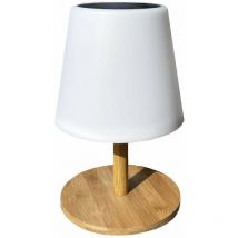 Lumisky - Lampe de table solaire standy mini wood solar Blanc Bambou H25cm