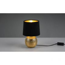 Lampe de table Sophia en céramique dorée avec abat-jour en velours noir
