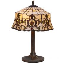 Fijalo - Lampe de table Tiffany avec base d'arbre Série Hexa D-40cm