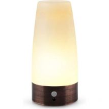 Gotrays - Lampe de table, veilleuse rétro à leds, lampe de chevet avec détecteur de mouvement sans fil, nécessite 3 piles Aaa 1,5 v, plastique,