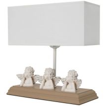 Wellhome - Lampe de table en mdf, brun, anges, culot e 27 Max 60 w 26x12x28 cm - 'volga - brun
