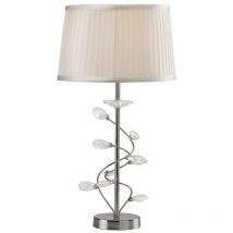 Diyas - Inspired Willow - Lampe de table avec abat-jour blanc 1 ampoule chrome poli, cristal