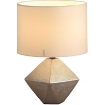 Lampe de table – Céramique – Hauteur 32 cm – Diamètre 22 cm – E27 – Argentée