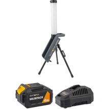 Projecteur LED 360° sur trépied 18V sans fil Batavia Ultra - Batterie 4.0 Ah ET chargeur rapide 4.0 Ah inclus