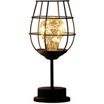 Lampe décorative nordique en fer, bouteille de vin rouge, fil de cuivre, veilleuse led décorative, nouvelle collection 2023 - Verre à vin rouge