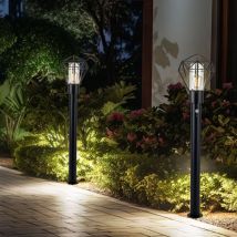 Globo - Lampe d'extérieur avec détecteur de mouvement, lampe de chemin, lampe de terrasse, lampadaire industriel, luminaire sur pied en acier