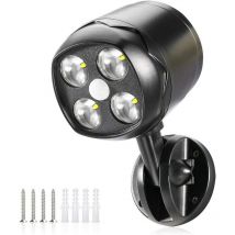 Lampe d'extérieur avec détecteur de mouvement, spot LED étanche IP65 batterie alimenté 600lm, détecteur de mouvement avec batterie flexibles pour