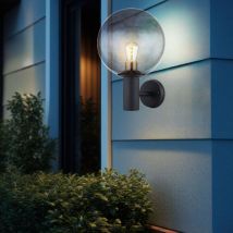 Globo Lighting - Lampe d'extérieur en acier inoxydable applique murale extérieur E27 lampe de terrasse extérieur anthracite, verre fumé, 1x E27,