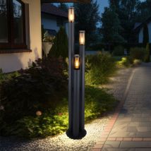 Lampe d'extérieur à led Lampes sur pied Lampes d'extérieur en acier inoxydable Lampe de jardin Grande pour l'extérieur, anthracite fumé, 3x 7W 3x