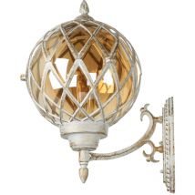 Licht-erlebnisse - Außenleuchte Wand Weiß Gold IP44 Vintage Kugel Schirm