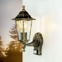 Licht-erlebnisse - Außenlampe mit Bewegungsmelder Gold Laterne Sensor - Gold Antik