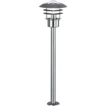 Lampe d'extérieur, lampadaire, lampe de jardin, éclairage de terrasse, lanterne, métal, acier inoxydable brossé, argent, E27, LxlxH 22x22x80 cm