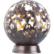 Lampe d'extérieur, lumière solaire, lampe boule, sur pied, métal noir, perforations décoratives, 1x led 0,06 w 3000 k blanc chaud, rond Nino 59080108